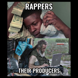 Rapper with money phone and the producer is broke Meme