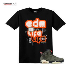 EDM is Life version 1 Men's Classic Black tee For the EDM, Ravers, Main Room Dwellers and lovers! Match your Kicks:  Jordan 6 Travis Scotts The sneaker is only displayed to show how matching can be fashionable.