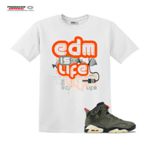 EDM is Life version 1 Men's Classic White tee For the EDM, Ravers, Main Room Dwellers and lovers! Match your Kicks:  Jordan 6 Travis Scotts The sneaker is only displayed to show how matching can be fashionable.