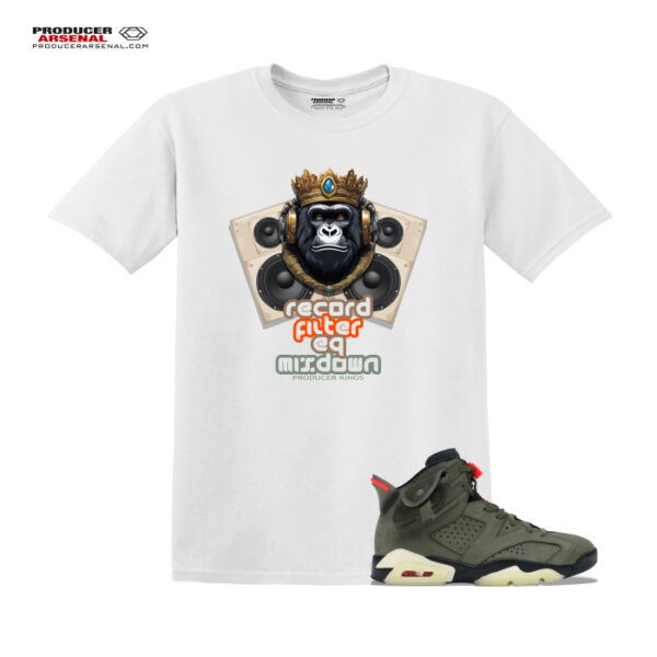 Producer Kings Gorilla Producer Men's Classic White tee The Producer Kings Series Gorilla with headphons and studio monitors represents producer Kings who know that producing is life!